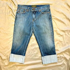 David Kahn Mid Rise Large Cuffed Denim Capris